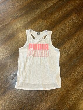 Puma Light Gray Racerback Tank with Pink Logo